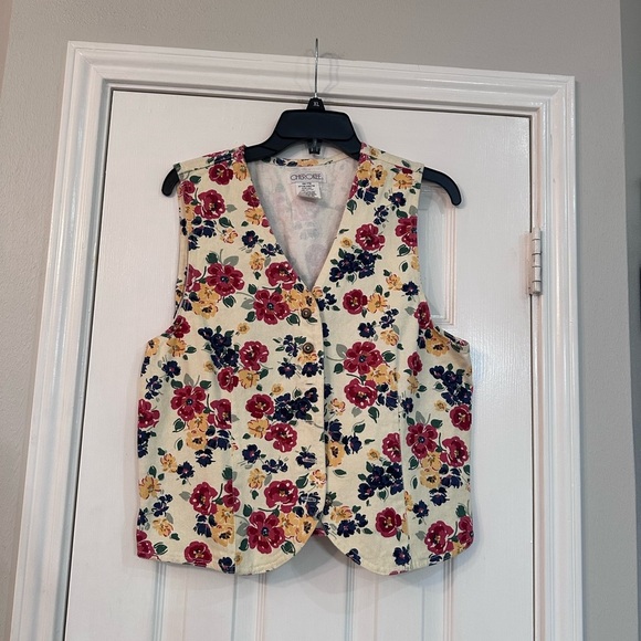 Vintage floral denim jean vest womens medium 90's CHEROKEE - Picture 1 of 4